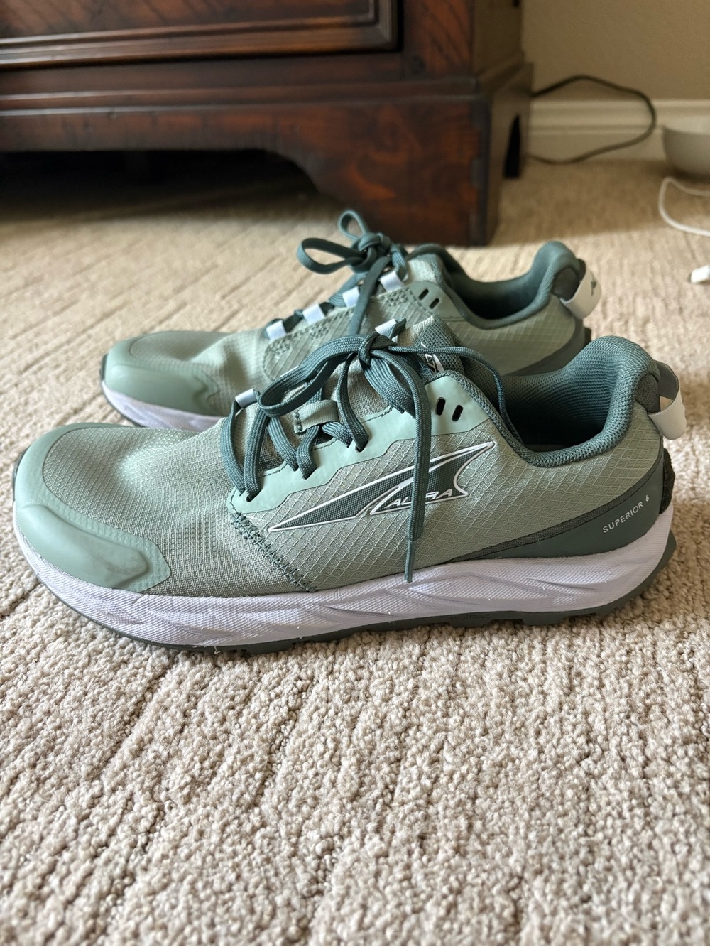 Altra Sage Green Trail Running Shoes with White Midsole